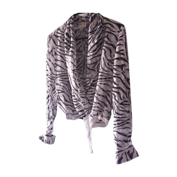 Women's L Cache Tiger Striped Chiffon Bodysuit - Picture 15 of 17